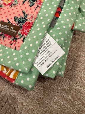 Matilda Jane Mint Green Polka Dot & Floral Quilted Throw
